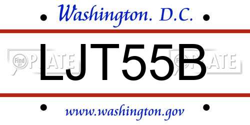 LJT55B District Of Columbia License Plate