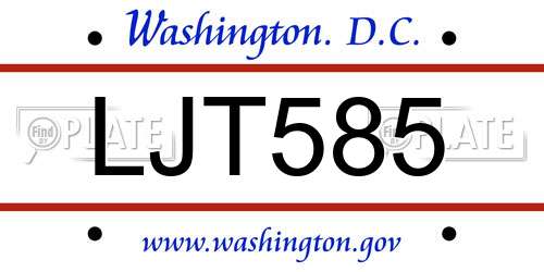 LJT585 District Of Columbia License Plate