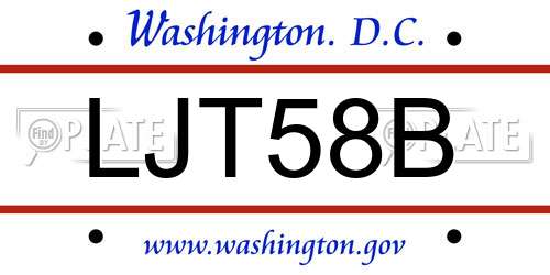 LJT58B District Of Columbia License Plate