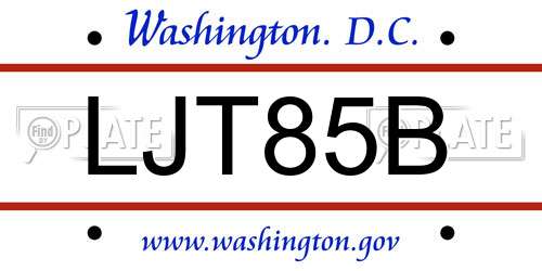 LJT85B District Of Columbia License Plate