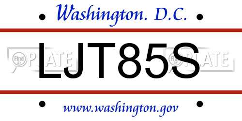 LJT85S District Of Columbia License Plate