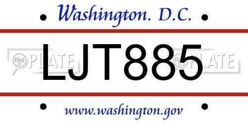 LJT885 District Of Columbia License Plate