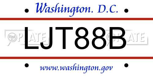 LJT88B District Of Columbia License Plate