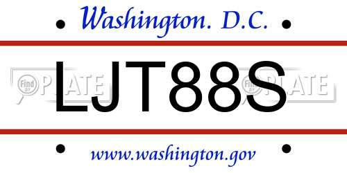 LJT88S District Of Columbia License Plate