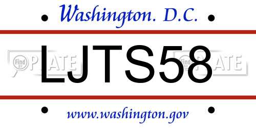 LJTS58 District Of Columbia License Plate