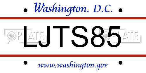 LJTS85 District Of Columbia License Plate