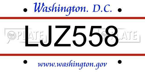 LJZ558 District Of Columbia License Plate