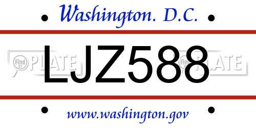 LJZ588 District Of Columbia License Plate