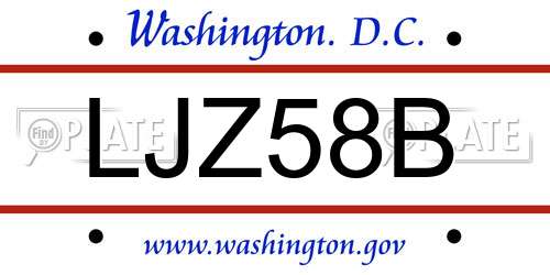 LJZ58B District Of Columbia License Plate