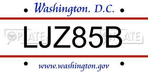 LJZ85B District Of Columbia License Plate