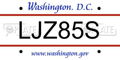 LJZ85S District Of Columbia License Plate