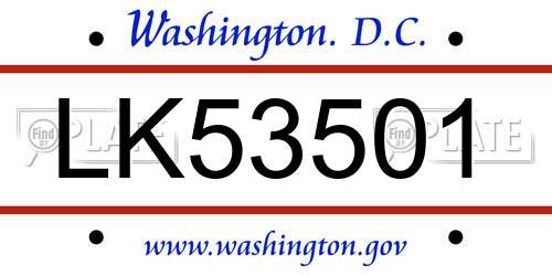 LK53501 District Of Columbia License Plate
