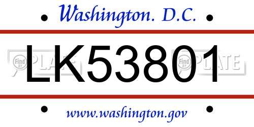 LK53801 District Of Columbia License Plate