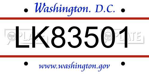 LK83501 District Of Columbia License Plate