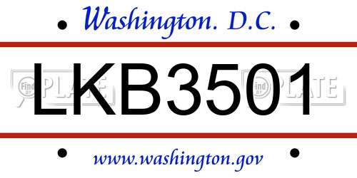 LKB3501 District Of Columbia License Plate