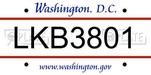 LKB3801 District Of Columbia License Plate