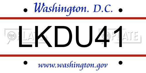 LKDU41 District Of Columbia License Plate