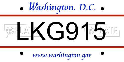 LKG915 District Of Columbia License Plate