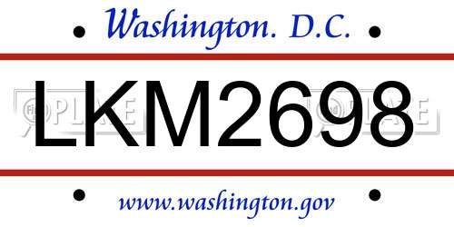 LKM2698 District Of Columbia License Plate