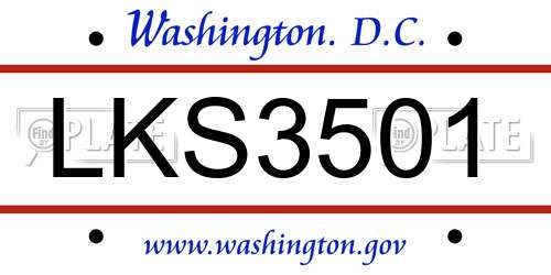 LKS3501 District Of Columbia License Plate
