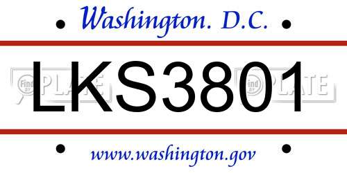 LKS3801 District Of Columbia License Plate