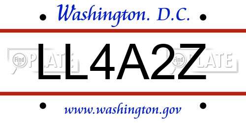 LL4A2Z District Of Columbia License Plate
