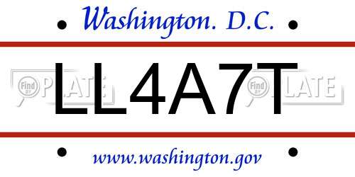 LL4A7T District Of Columbia License Plate