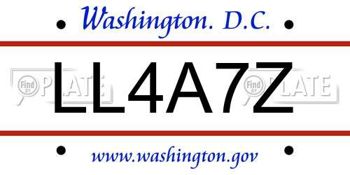 LL4A7Z District Of Columbia License Plate