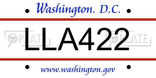 LLA422 District Of Columbia License Plate