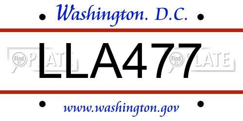 LLA477 District Of Columbia License Plate