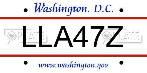 LLA47Z District Of Columbia License Plate
