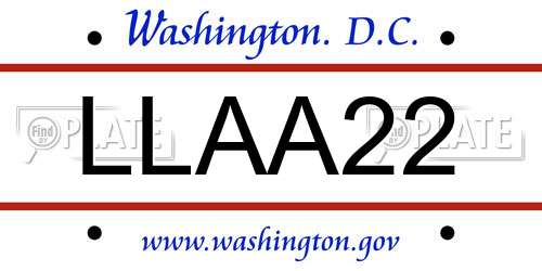 LLAA22 District Of Columbia License Plate
