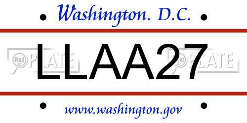 LLAA27 District Of Columbia License Plate