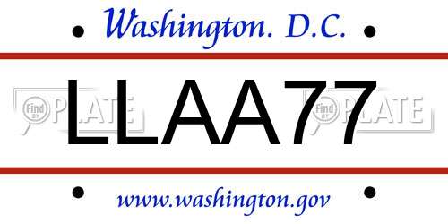 LLAA77 District Of Columbia License Plate