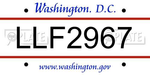 LLF2967 District Of Columbia License Plate