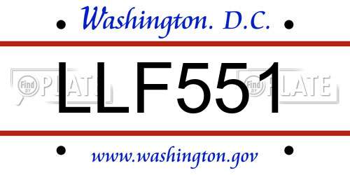 LLF551 District Of Columbia License Plate