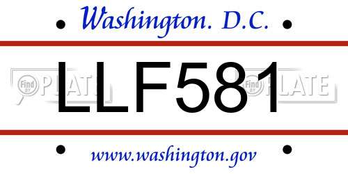 LLF581 District Of Columbia License Plate