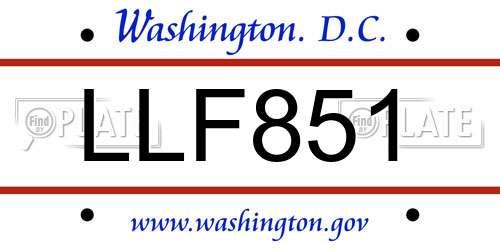 LLF851 District Of Columbia License Plate