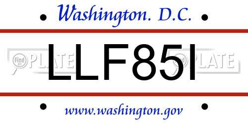 LLF85I District Of Columbia License Plate
