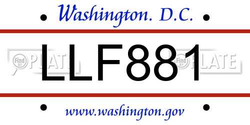 LLF881 District Of Columbia License Plate