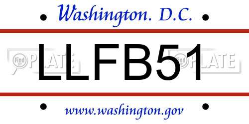 LLFB51 District Of Columbia License Plate