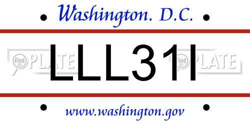 LLL31I District Of Columbia License Plate