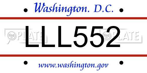 LLL552 District Of Columbia License Plate