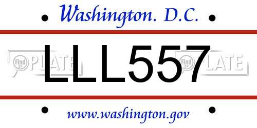 LLL557 District Of Columbia License Plate