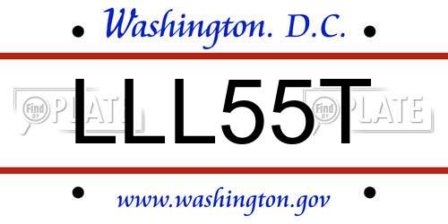 LLL55T District Of Columbia License Plate