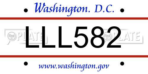 LLL582 District Of Columbia License Plate