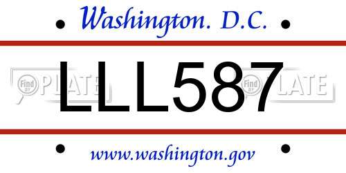 LLL587 District Of Columbia License Plate