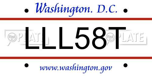 LLL58T District Of Columbia License Plate
