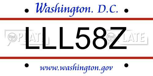 LLL58Z District Of Columbia License Plate