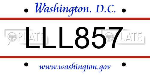 LLL857 District Of Columbia License Plate